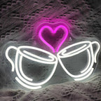 Coffee Cup Heart 5V USB LED neon sign
