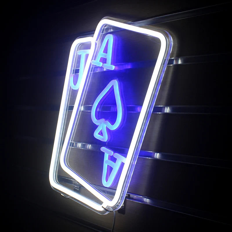 Enseigne néon LED USB 5 V Poker