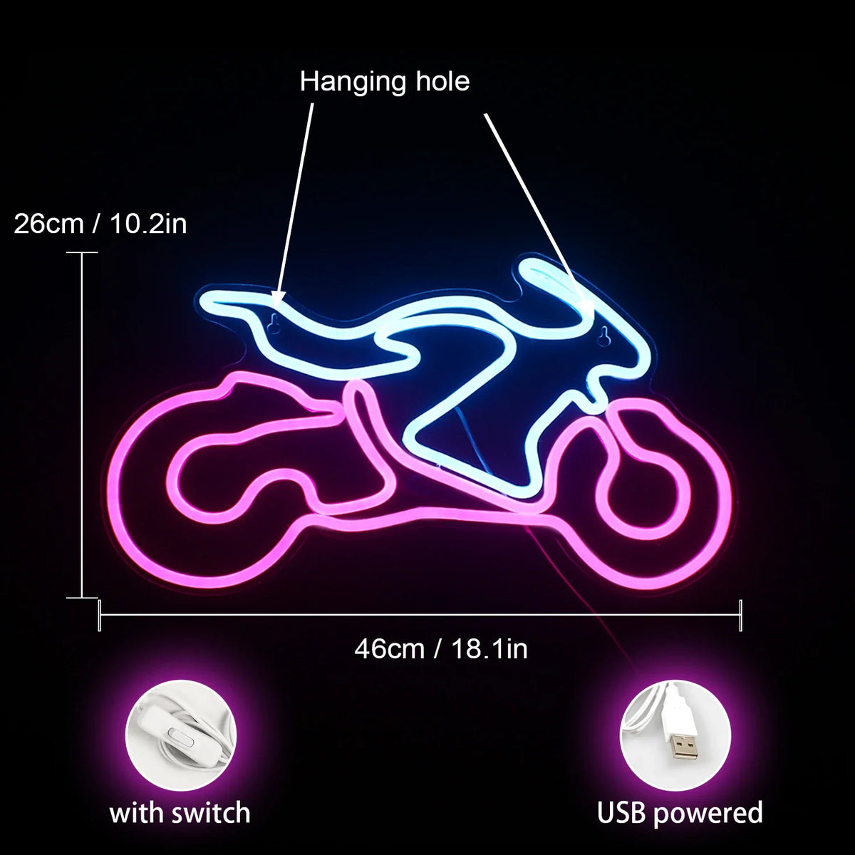 Motorcycle 5V USB LED neon sign