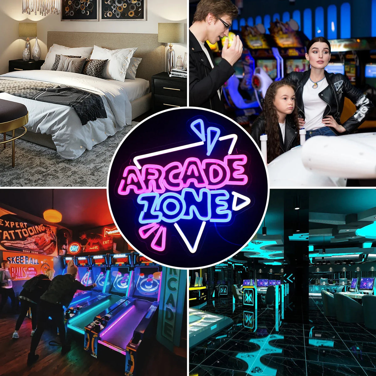 Enseigne néon LED USB 5 V Arcade Zone