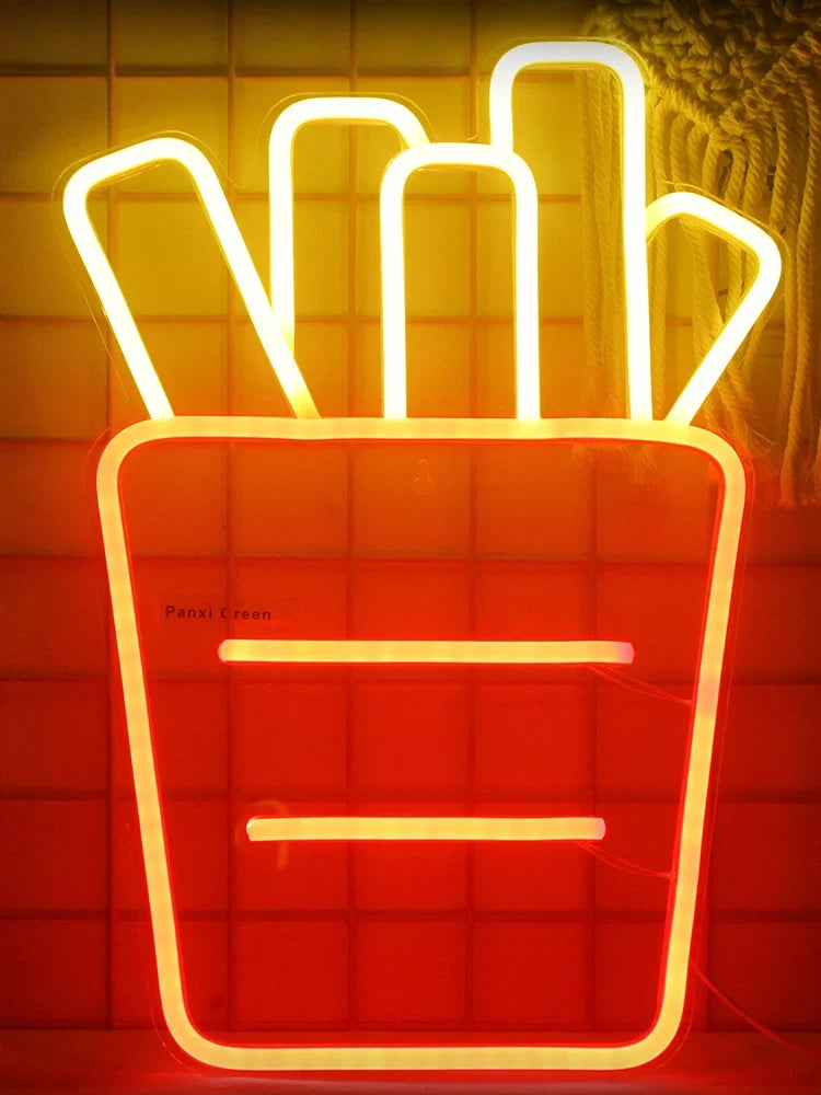 Enseigne néon LED USB 5 V Hamburger — fries
