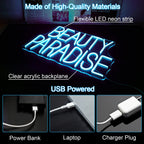 Enseigne néon LED USB 5 V Beauty Paradise
