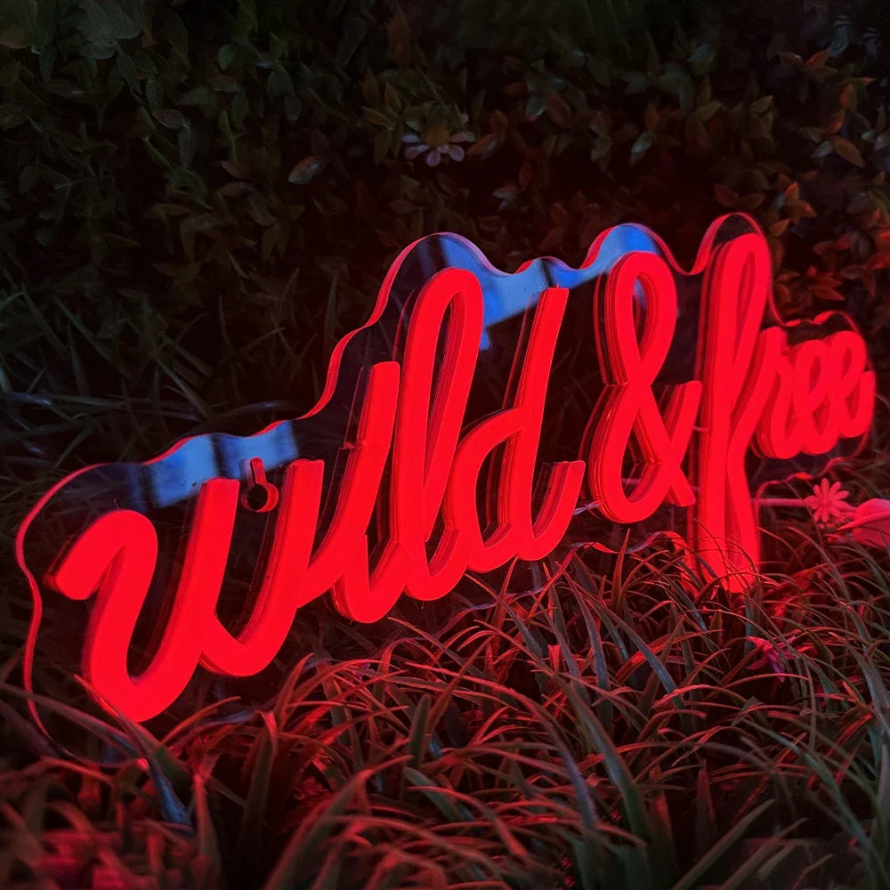 Wild & Free 5V USB LED neon sign