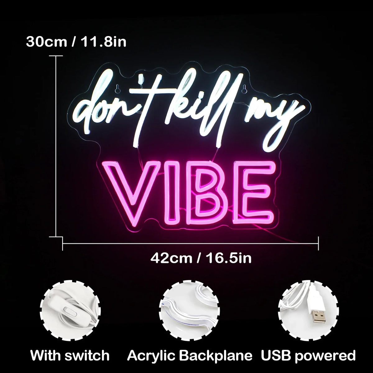 Don't Kill My Vibe 5V USB LED neon sign