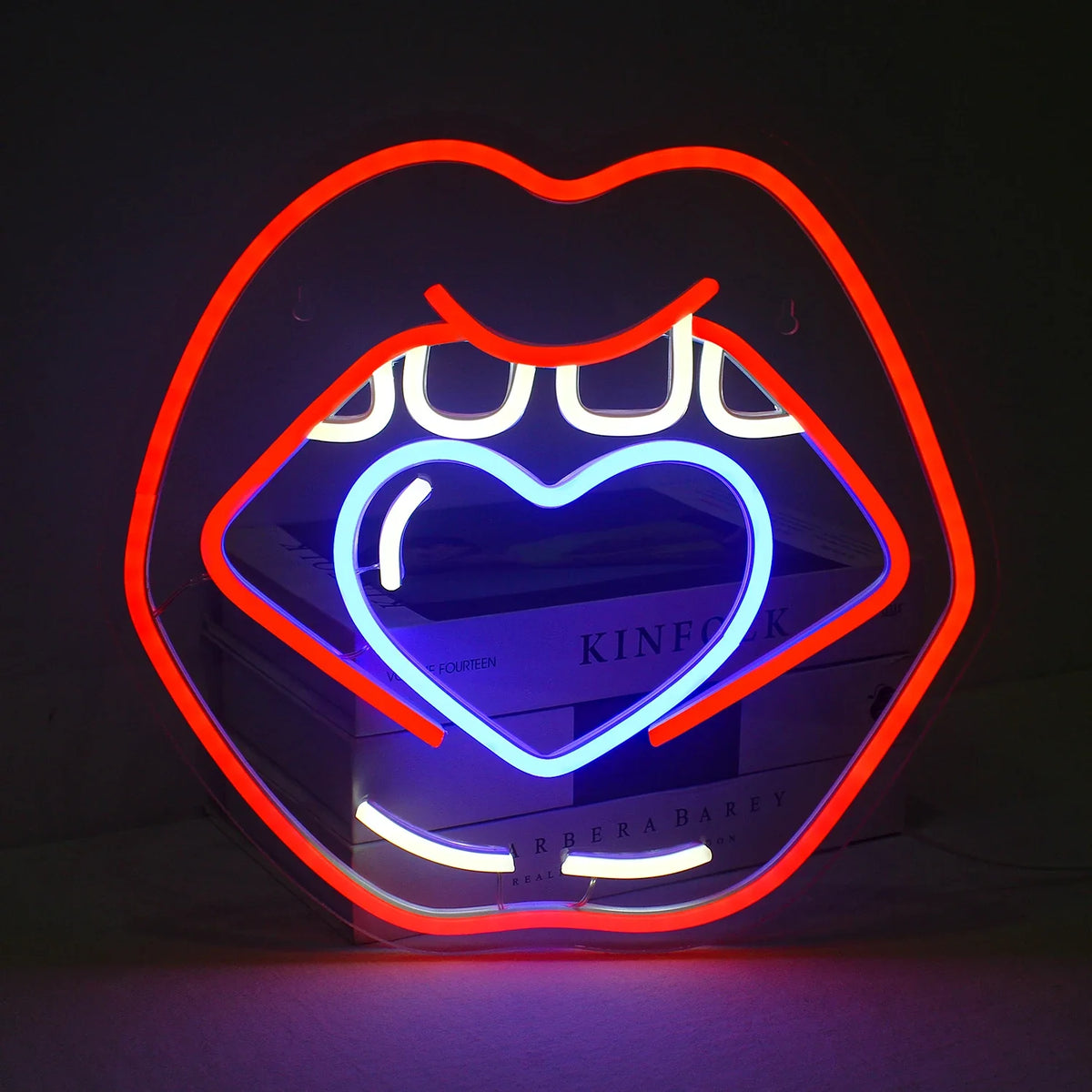 Enseigne néon LED USB 5 V Lèvres — 34 × 32 cm
