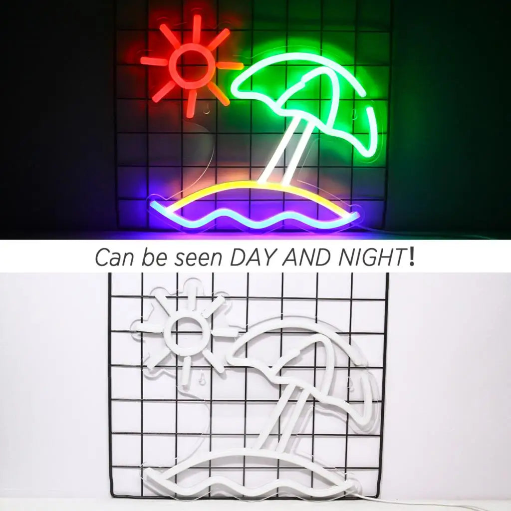 Enseigne néon LED USB 5 V Soleil à la plage