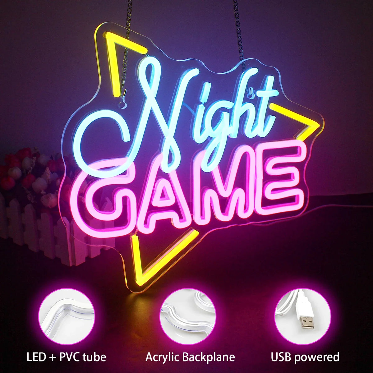 Enseigne néon LED USB 5 V Night Game