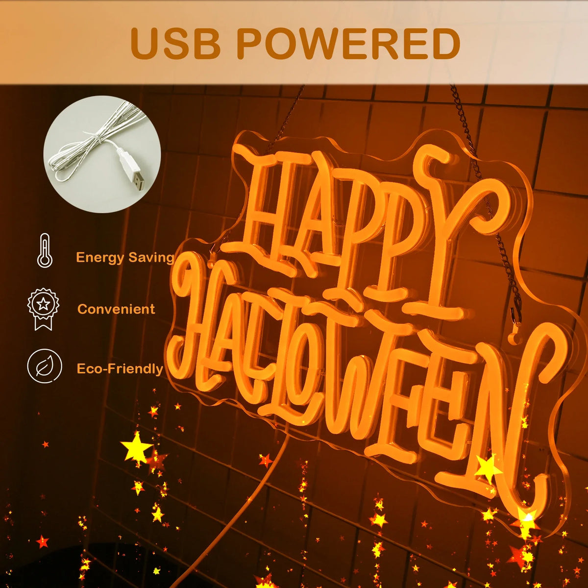 Happy Halloween 5V USB LED neon sign