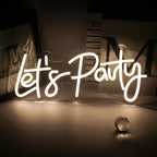Enseigne néon LED USB 5 V Let's Party — blanc chaud
