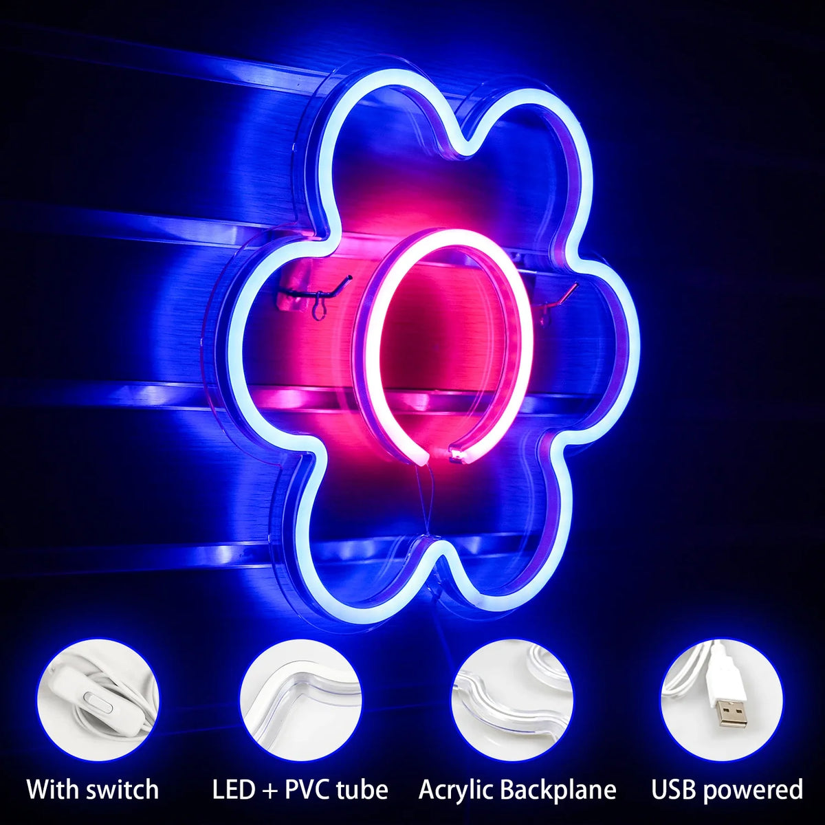 Flower (Colour Options) 5V USB LED neon sign
