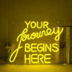 Enseigne néon LED USB 5 V Your Journey Begins Here — 40 × 32 cm