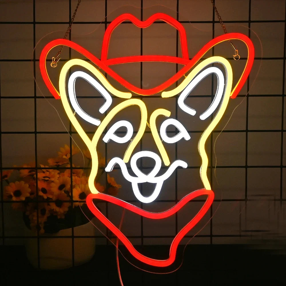 Corgi Cowboy 5V USB LED neon sign – 38X32cm