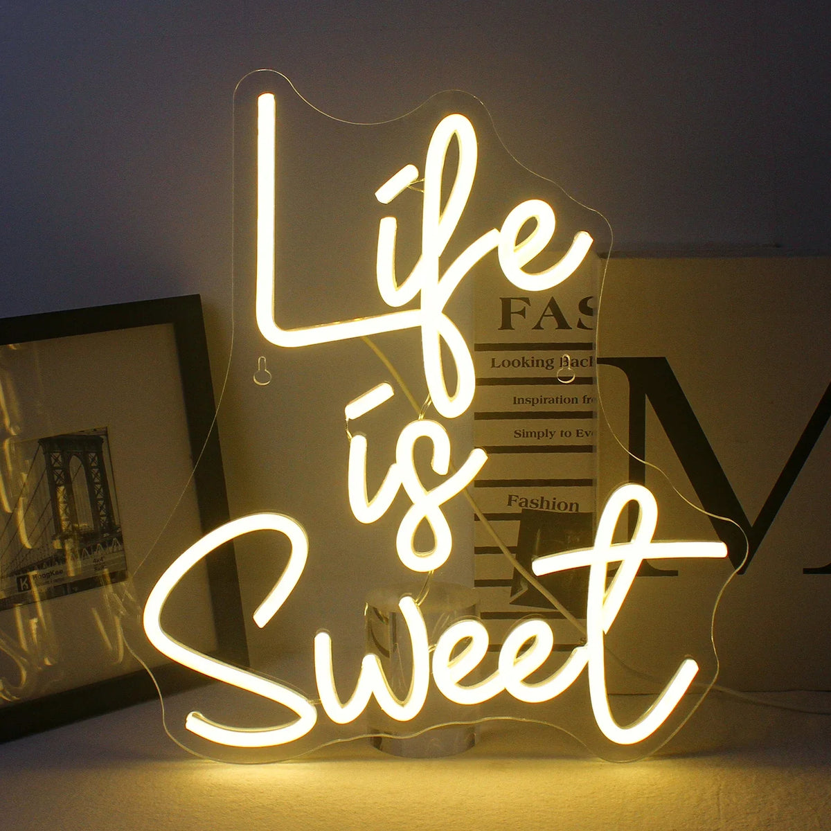 Enseigne néon LED USB 5 V Life is Sweet — 32 × 35,5 cm