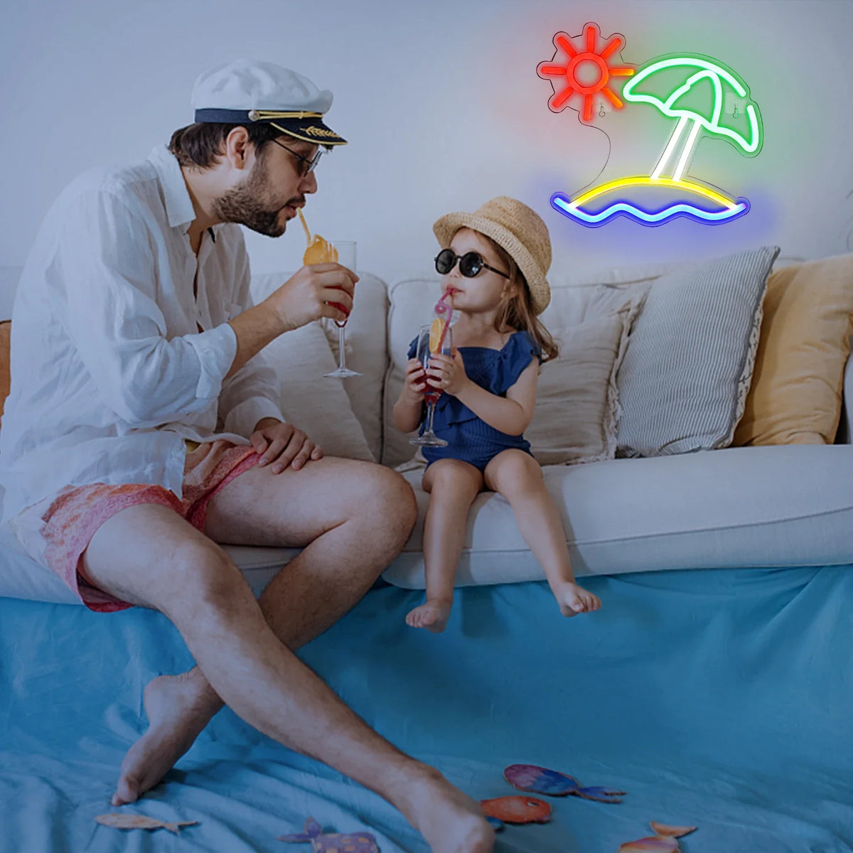 Enseigne néon LED USB 5 V Soleil à la plage