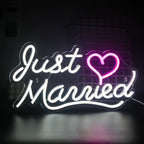 Enseigne néon LED USB 5 V Just Married — 42 × 21 cm