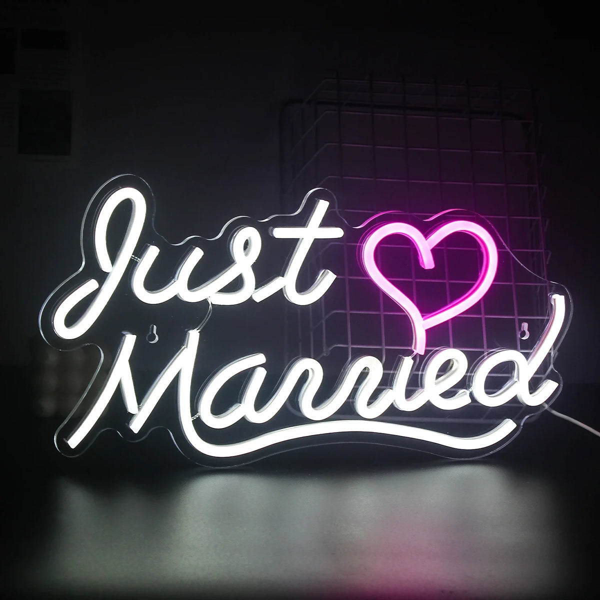 Enseigne néon LED USB 5 V Just Married — 42 × 21 cm