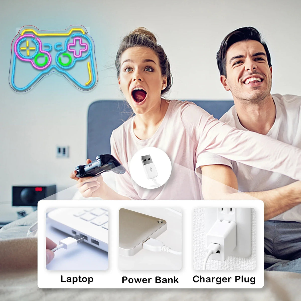 Enseigne néon LED USB 5 V Motif de jeu vidéo