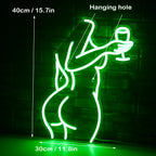 Woman Wine Glass 5V USB LED neon sign