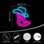 Cowboy Boot and Hat 5V USB LED neon sign