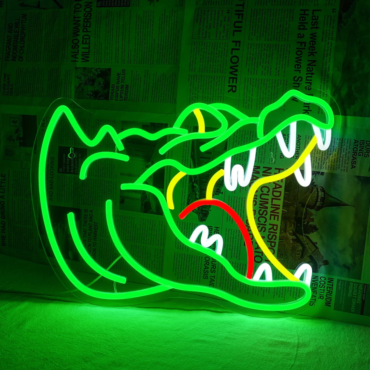 Enseigne néon LED USB 5 V Alligator — 42 × 32 cm