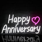 Happy Anniversary 5V USB LED neon sign – White Pink
