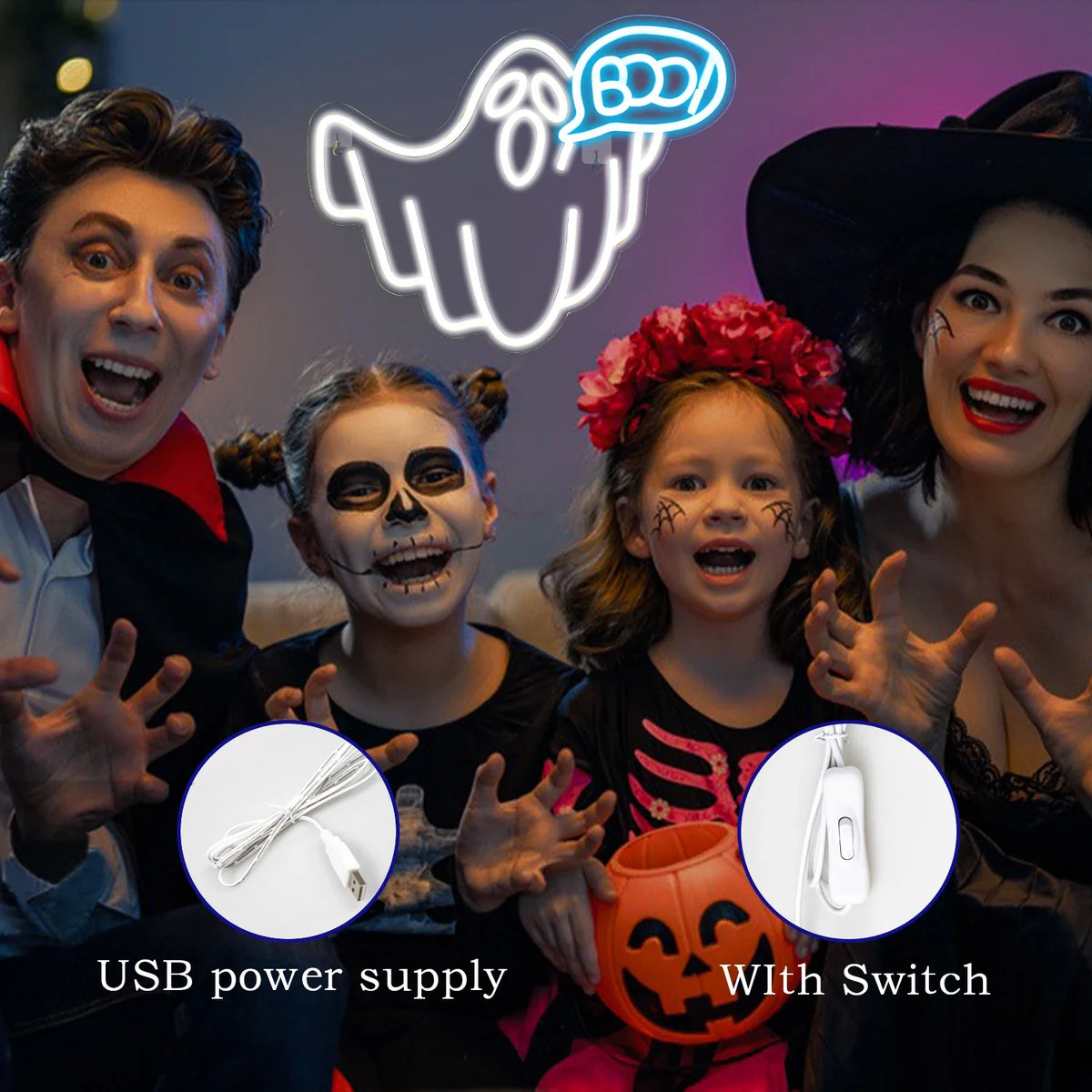 Enseigne néon LED USB 5 V Halloween