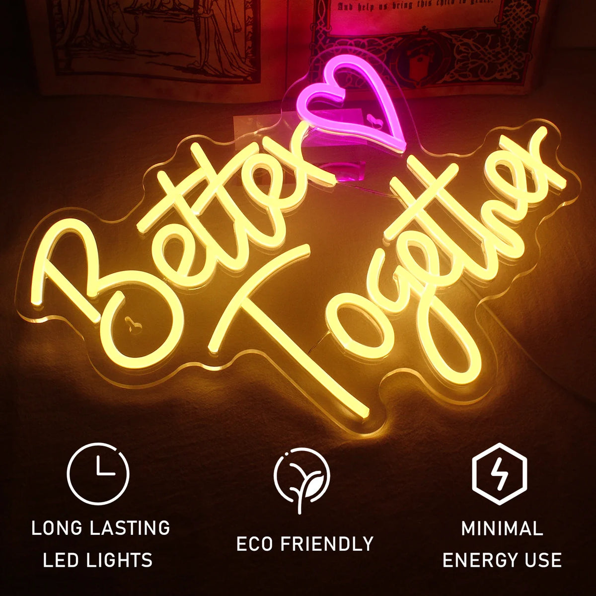 Better Together Heart 5V USB LED neon sign