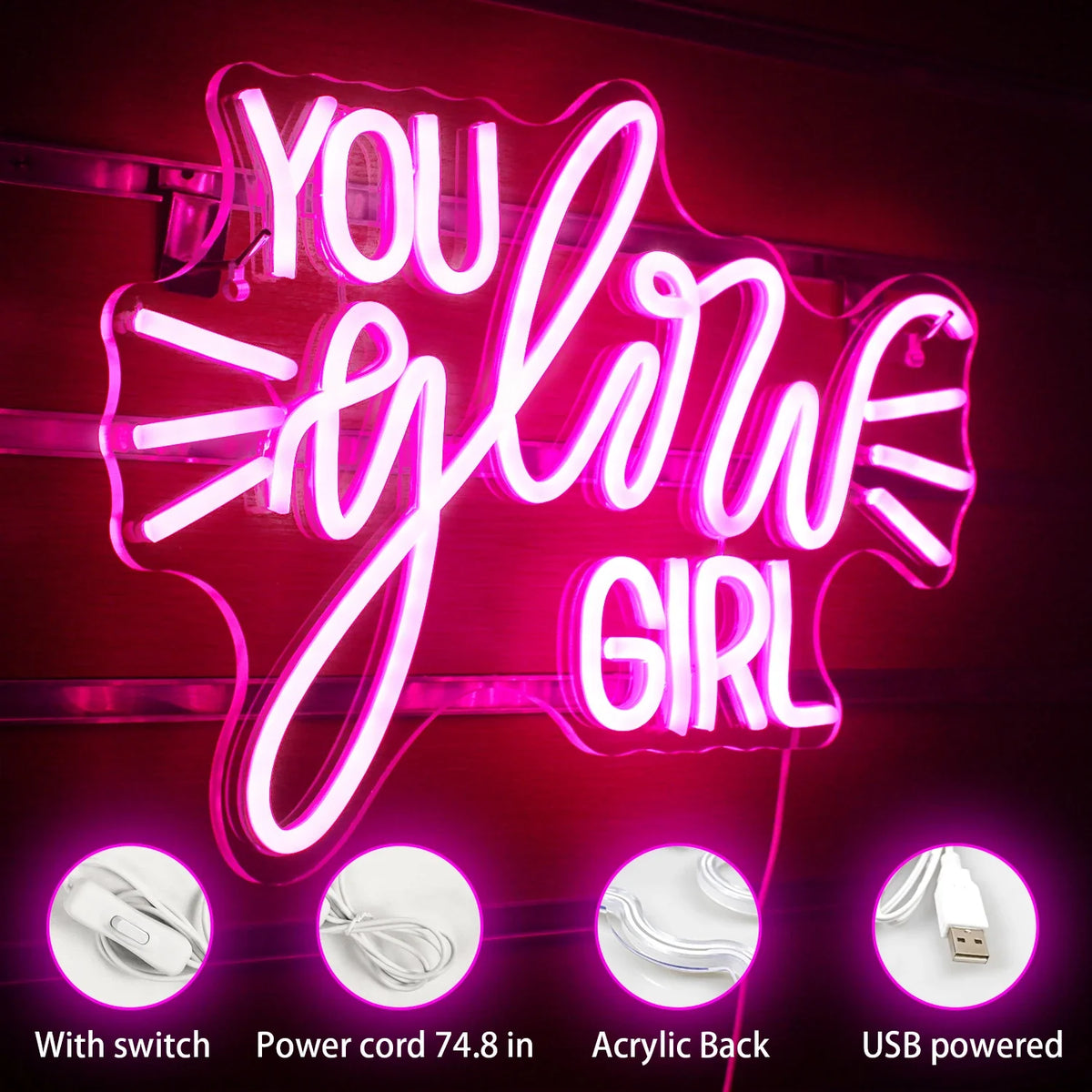 You Glow Girl 5V USB LED neon sign