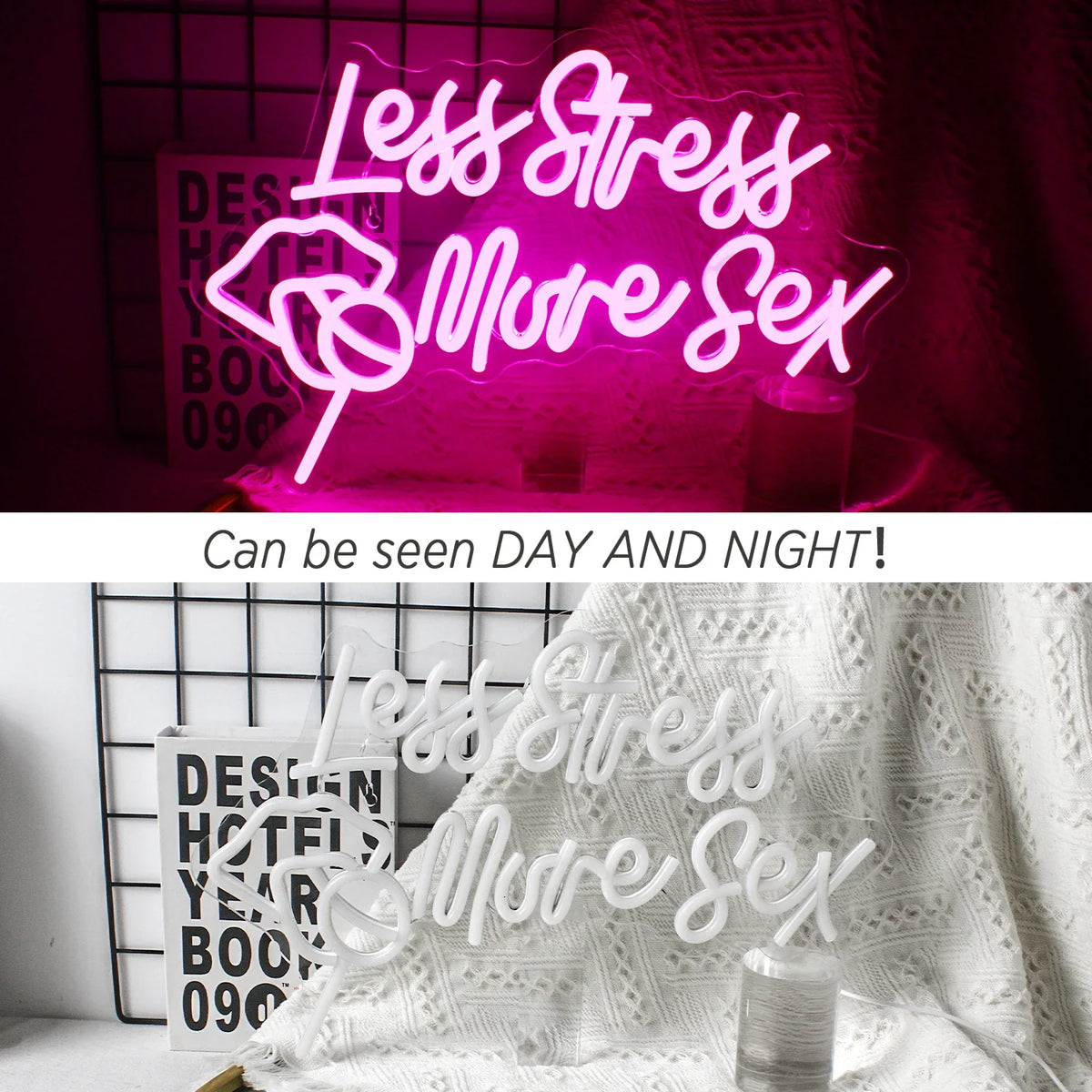 Enseigne néon LED USB 5 V Less Stress More Sex