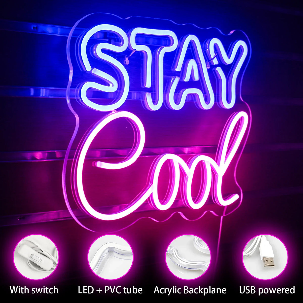 Enseigne néon LED USB 5 V Stay Cool
