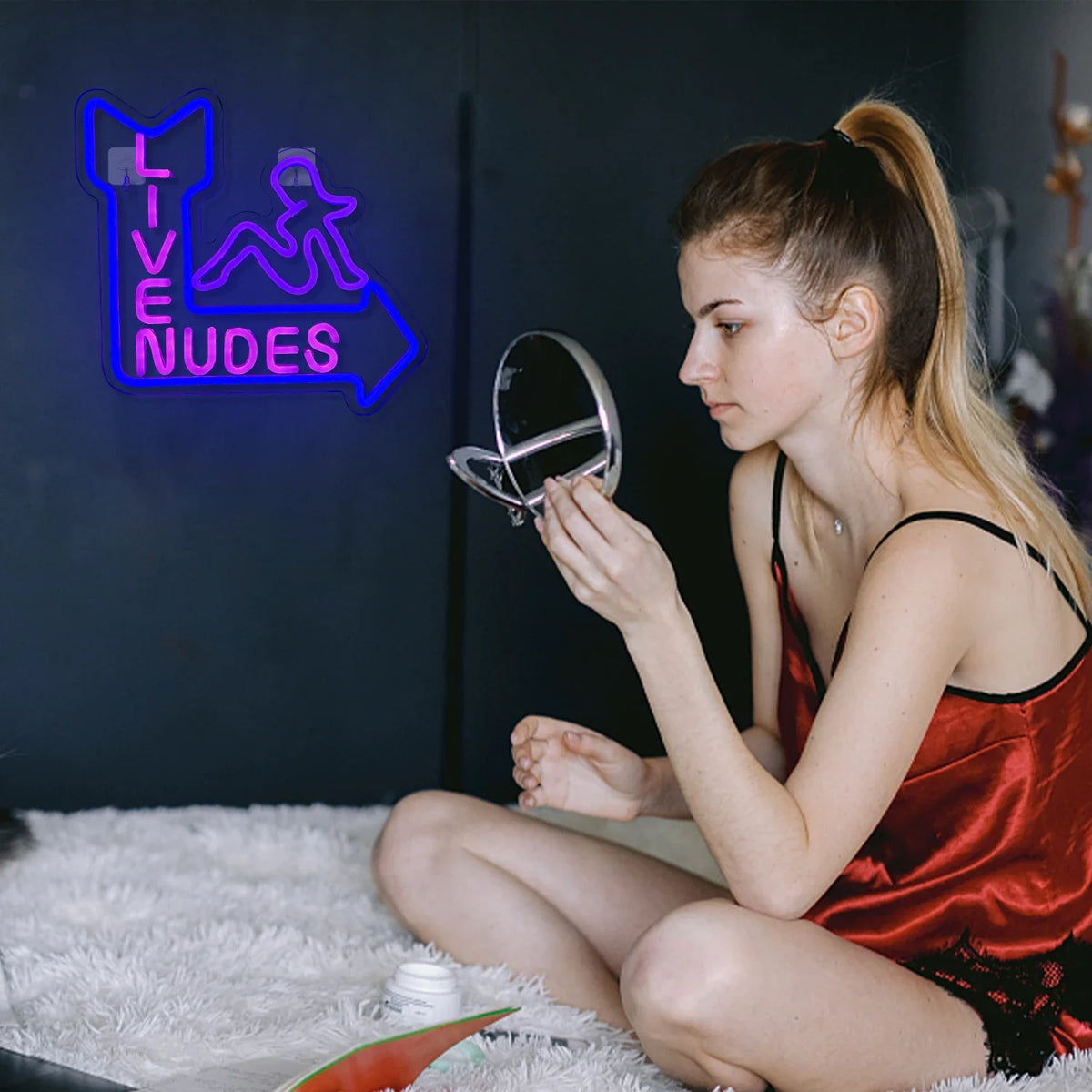 Enseigne néon LED USB 5 V Silhouette féminine « Live Nudes »