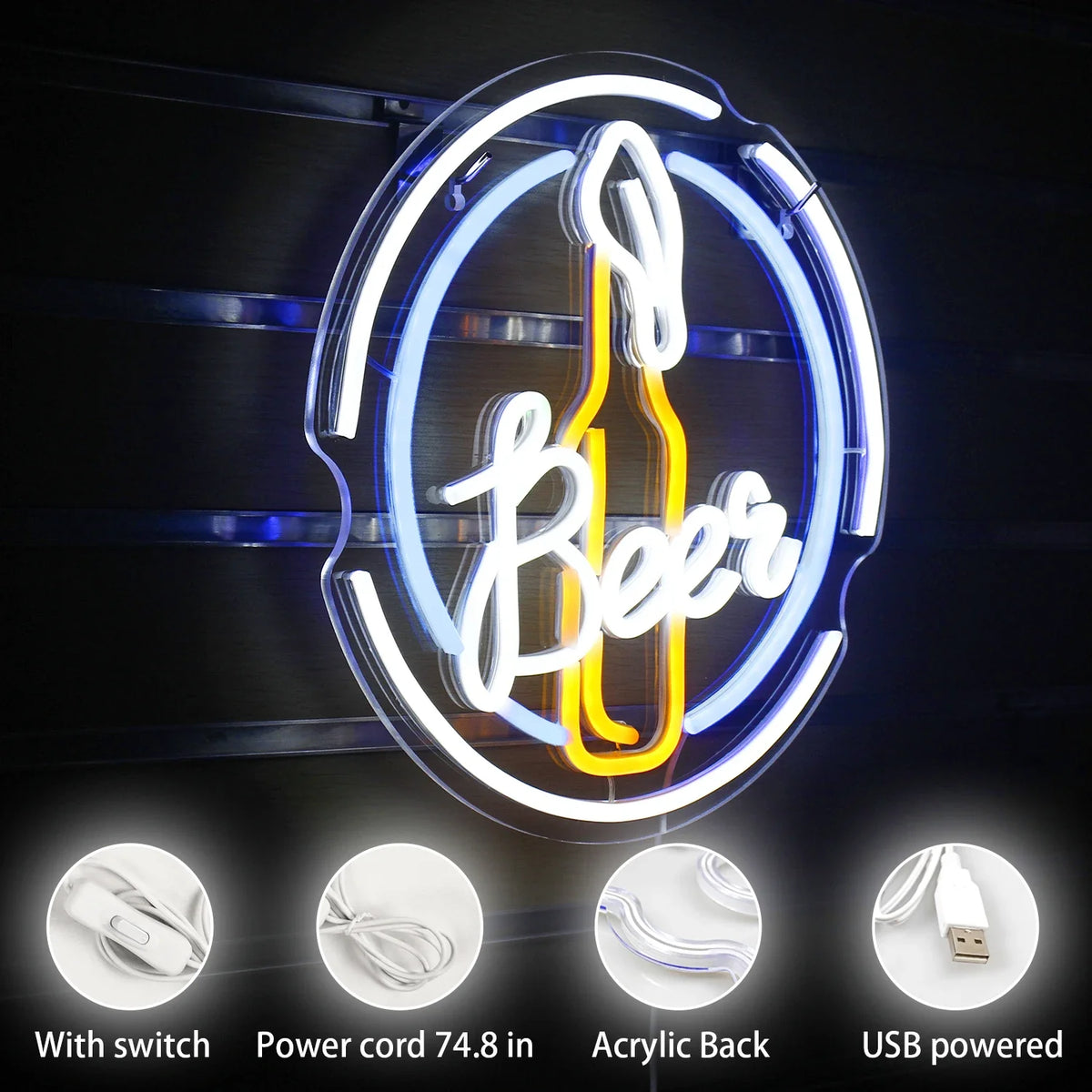 Enseigne néon LED USB 5 V Bar Beer