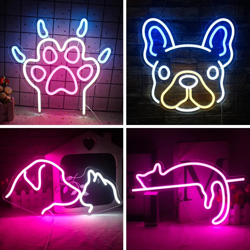 Dog Paw 5V USB LED neon sign