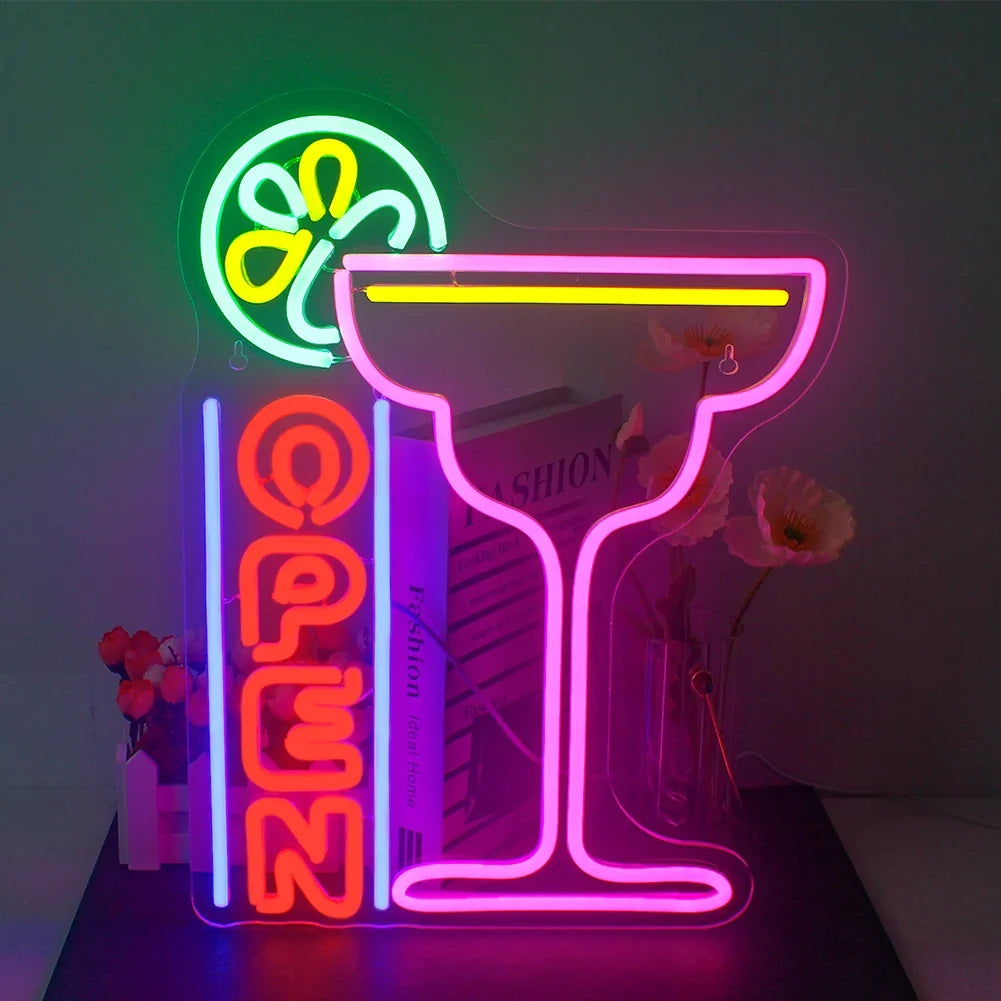 Enseigne néon LED USB 5 V Cocktails Open
