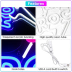 Enseigne néon LED USB 5 V Let's Rock