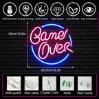 Enseigne néon LED USB 5 V Game Over en cercle