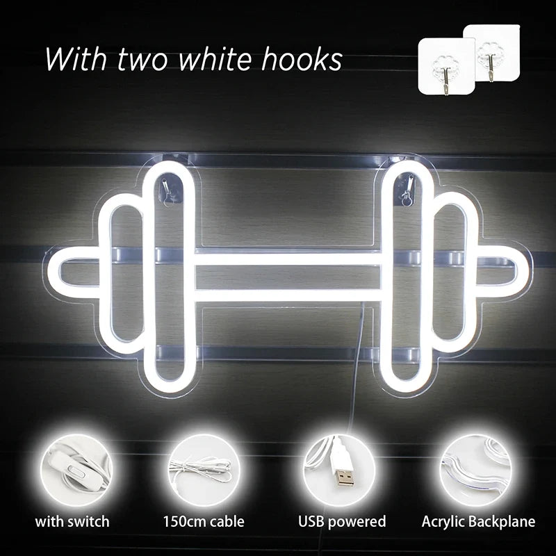 Enseigne néon LED USB 5 V Haltère
