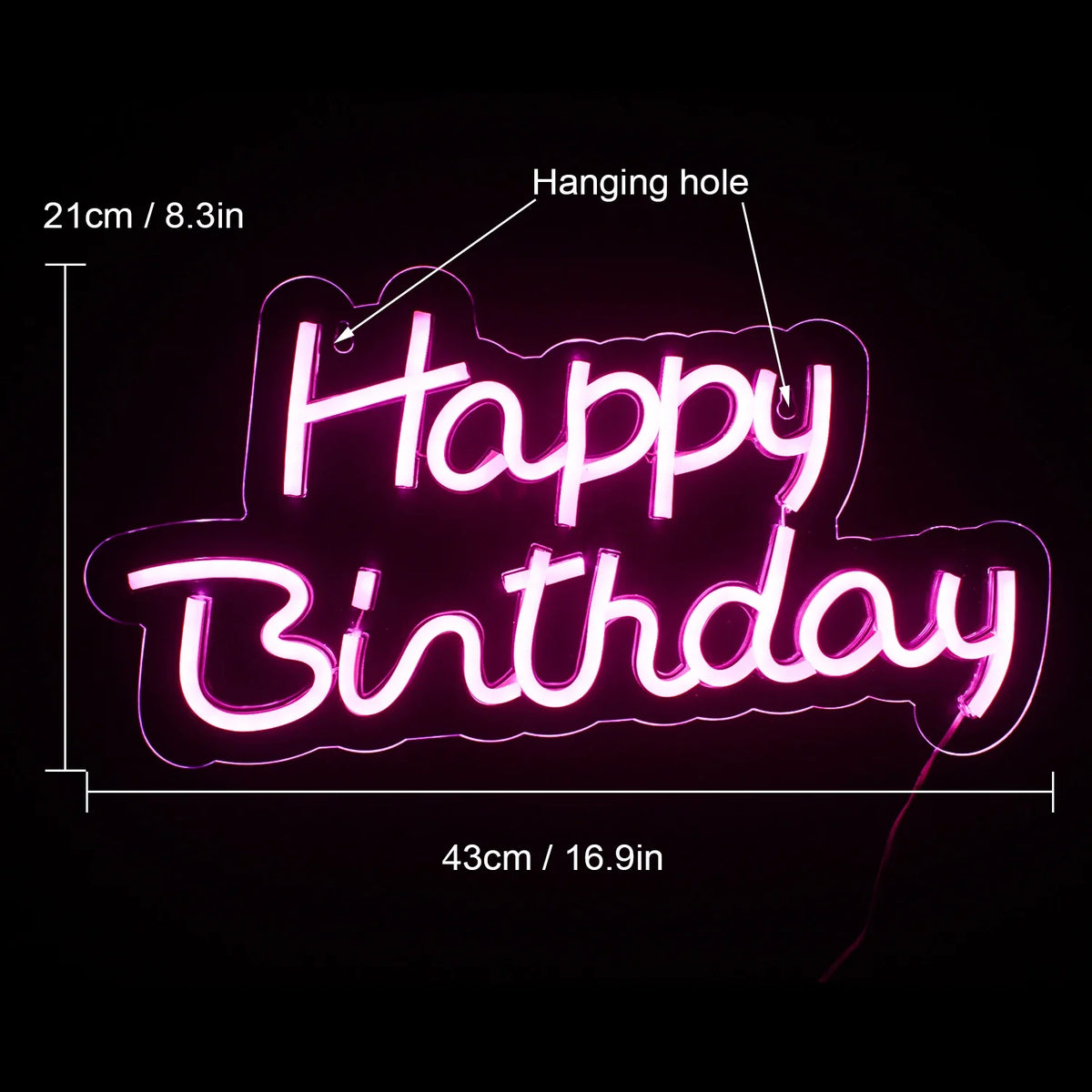 Happy Birthday 5V USB LED neon sign