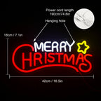 Enseigne néon LED USB 5 V Sapin et étoile « Merry Christmas »