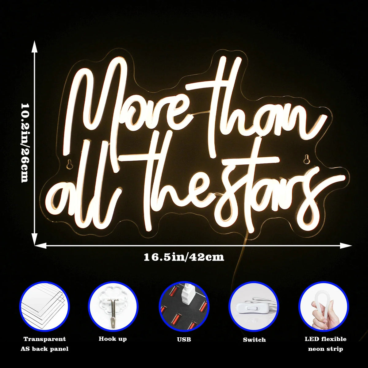 Enseigne néon LED USB 5 V More Than All The Stars