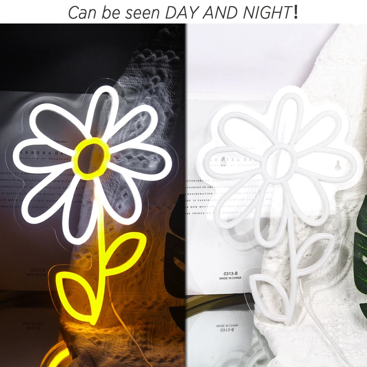Enseigne néon LED USB 5 V Marguerite de style dessin animé