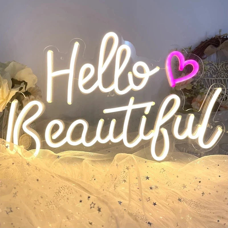 Hello Beautiful 5V USB LED neon sign
