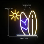 Enseigne néon LED USB 5 V Soleil et planche de surf