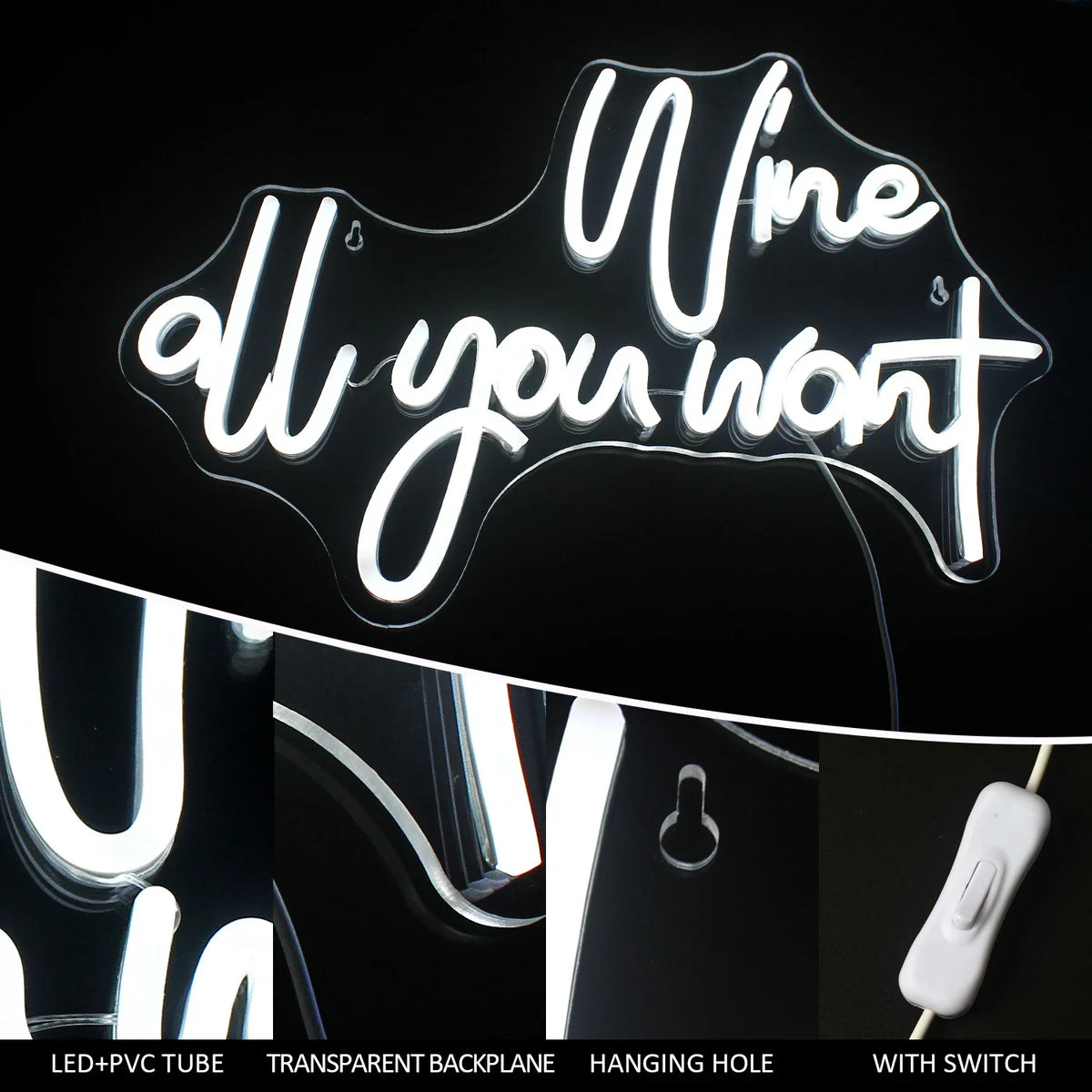 Wine all you want 5V USB LED neon sign