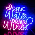 Save Water Drink Wine 5V USB LED neon sign – 14.1x12.6in