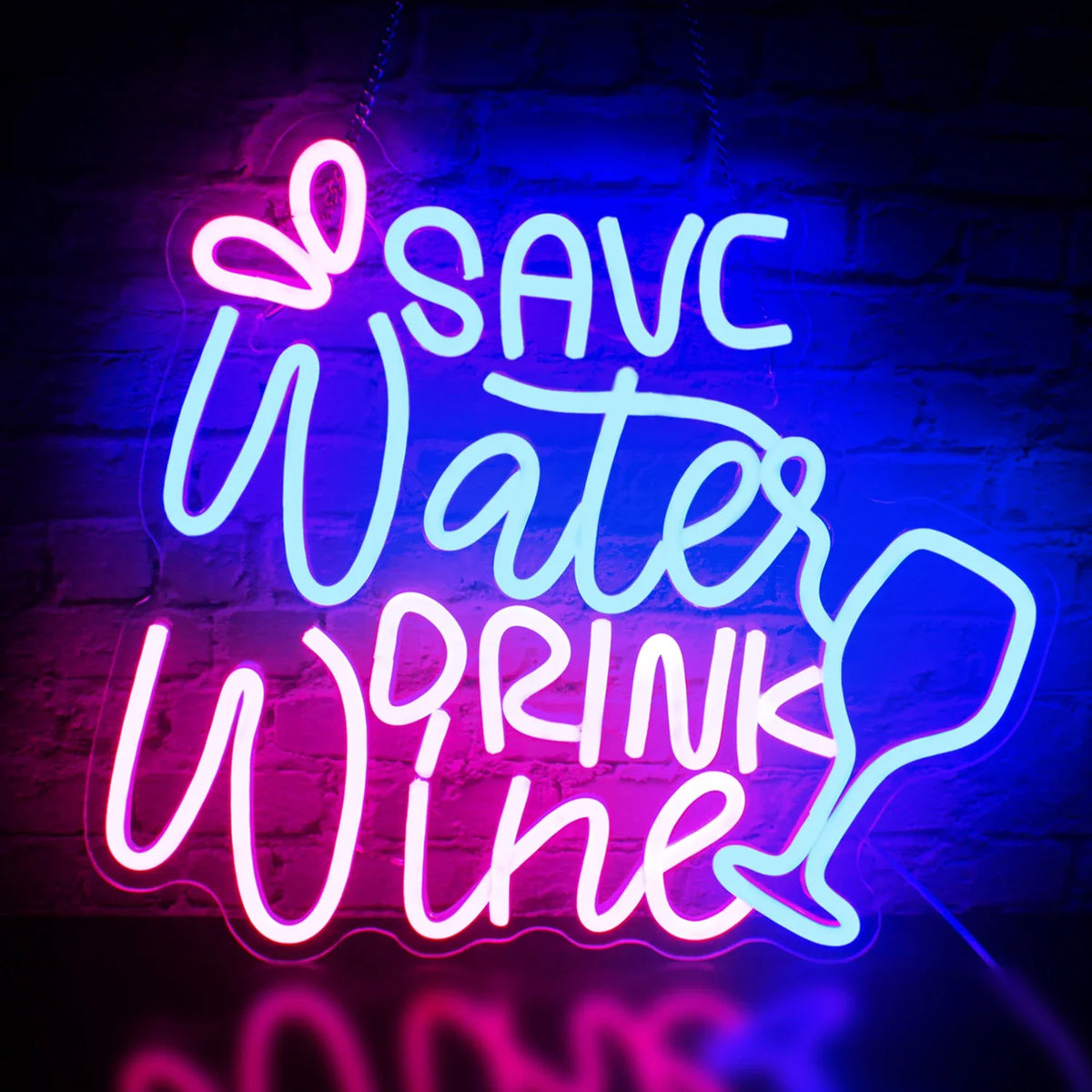 Save Water Drink Wine 5V USB LED neon sign – 14.1x12.6in