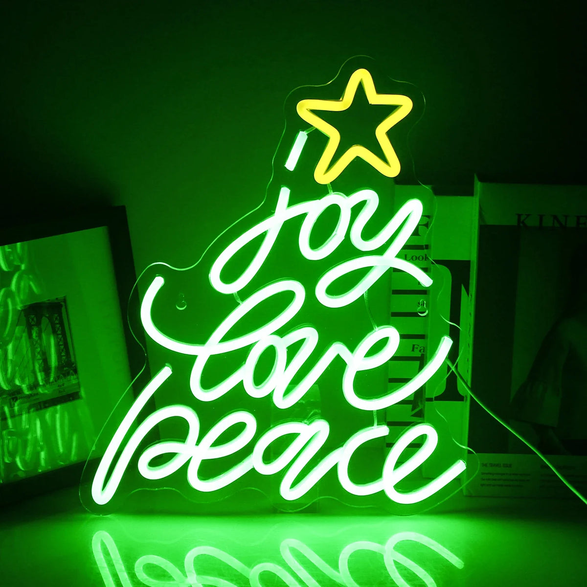 Joy Love Peace Christmas Tree 5V USB LED neon sign