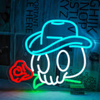 Cowboy Skull Rose 5V USB LED neon sign – 38x32cm