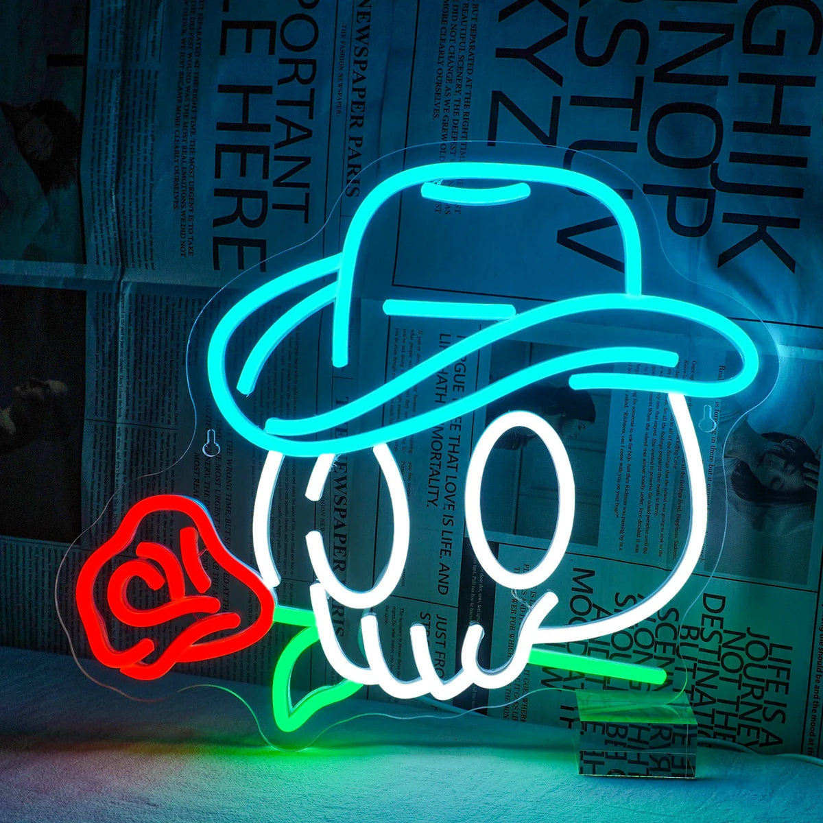 Cowboy Skull Rose 5V USB LED neon sign – 38x32cm