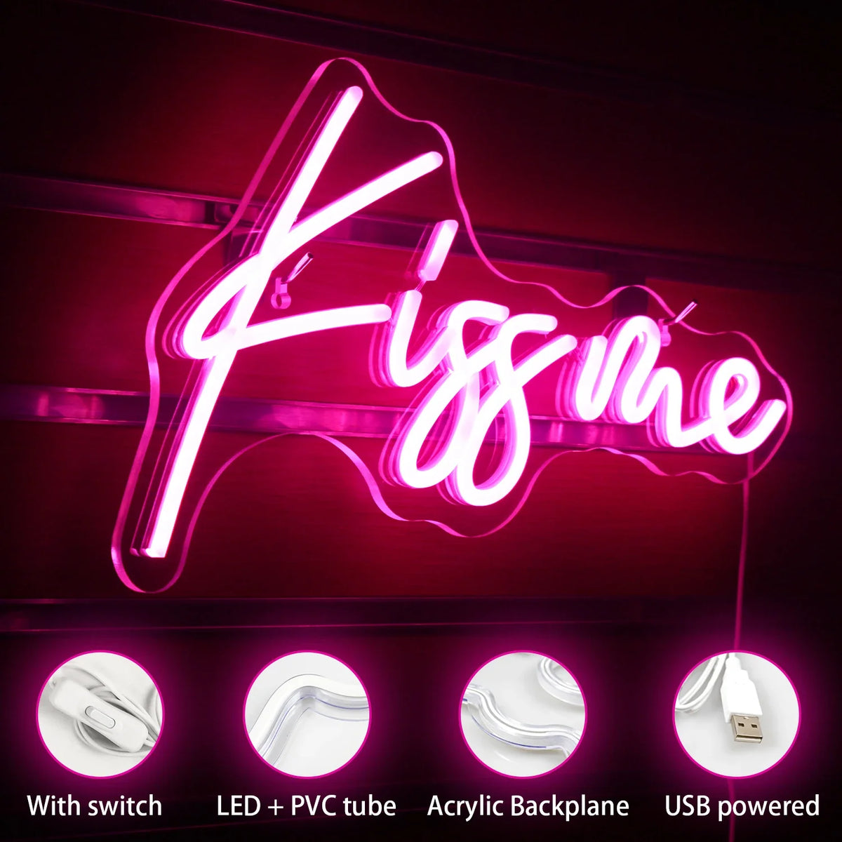 Kiss Me 5V USB LED neon sign